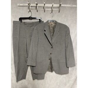 Chaps Suit Men 46L Gray 3B Wool Academia Career 39X29 Pant Ralph Lauren‎ Luxury